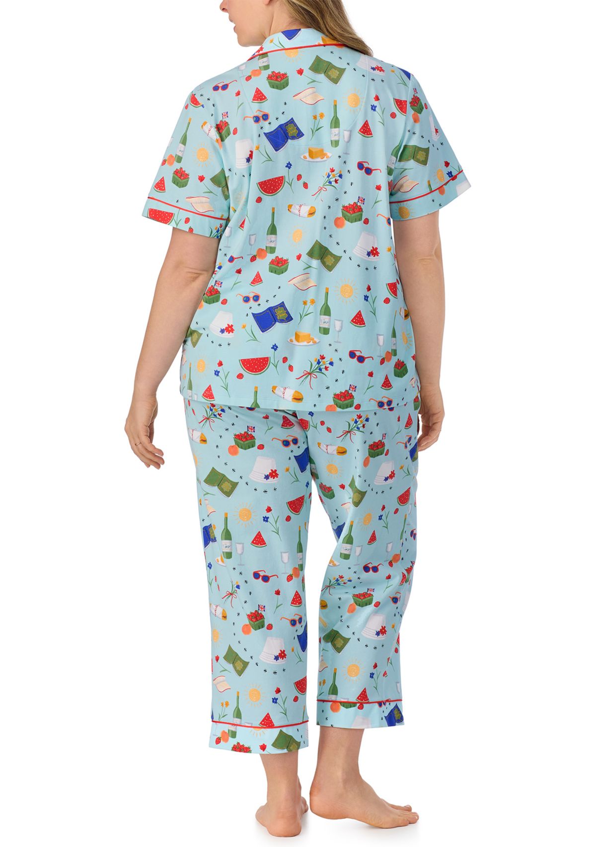 Cotton Knit Short Sleeve Cropped Pajama Set