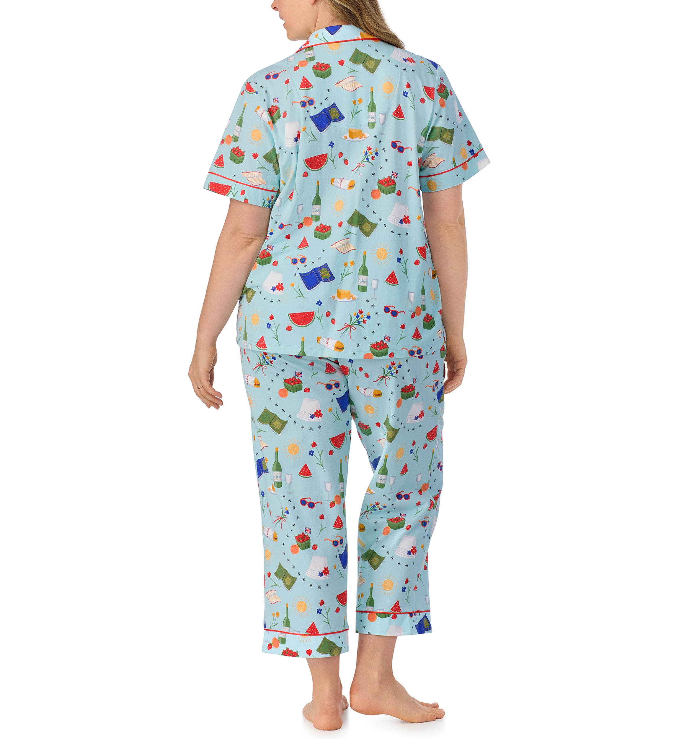 Cotton Knit Short Sleeve Cropped Pajama Set