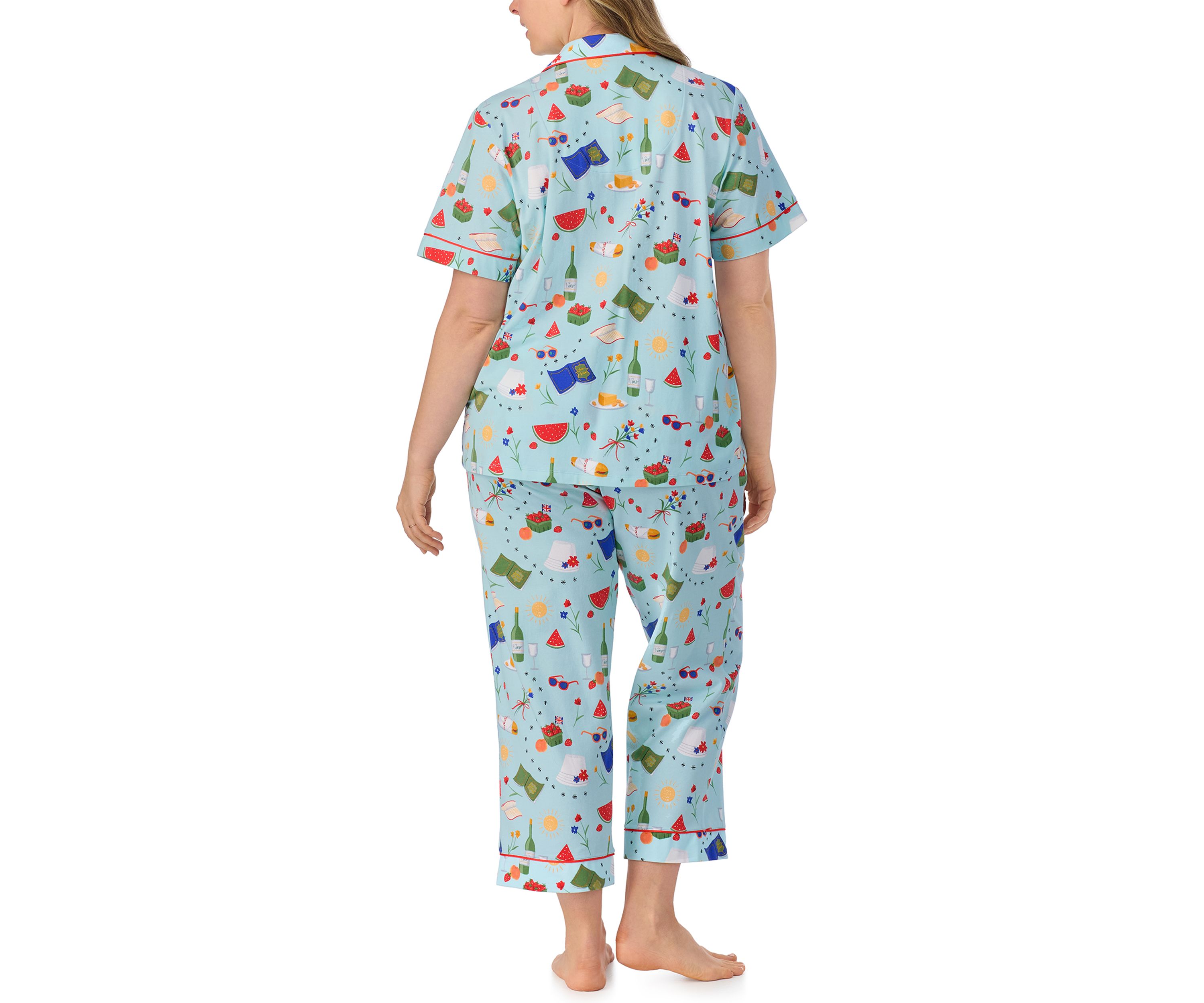 Cotton Knit Short Sleeve Cropped Pajama Set