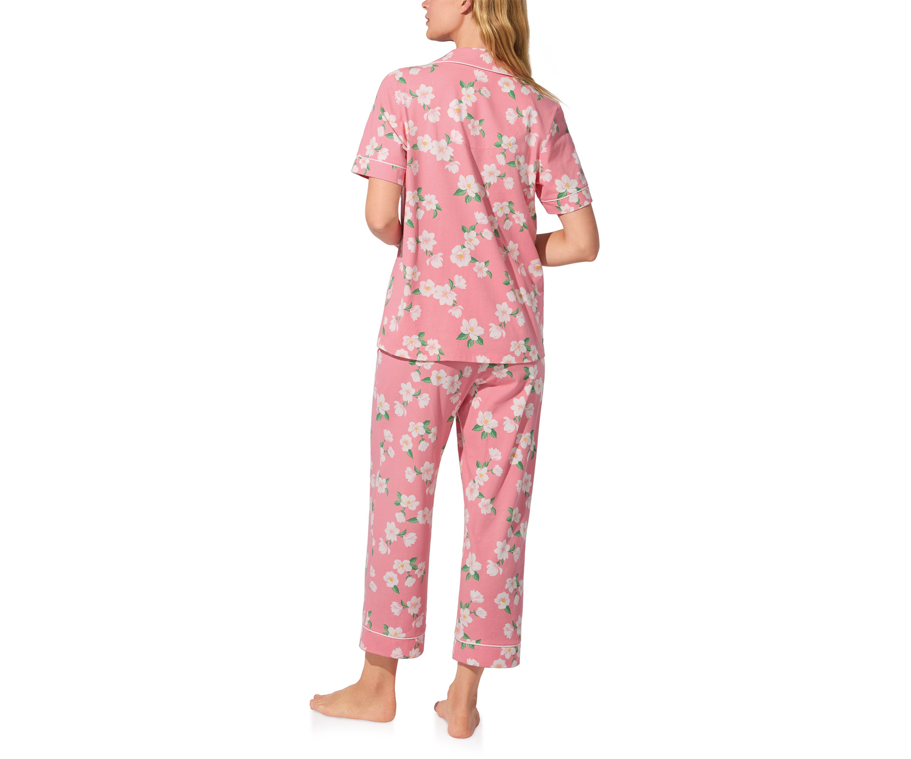 Cotton Knit Short Sleeve Cropped Pajama Set 