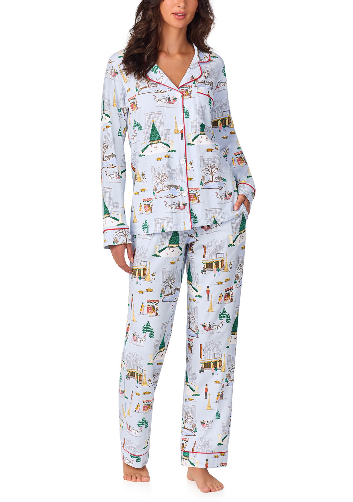 Long Sleeve Notch Pajama Set