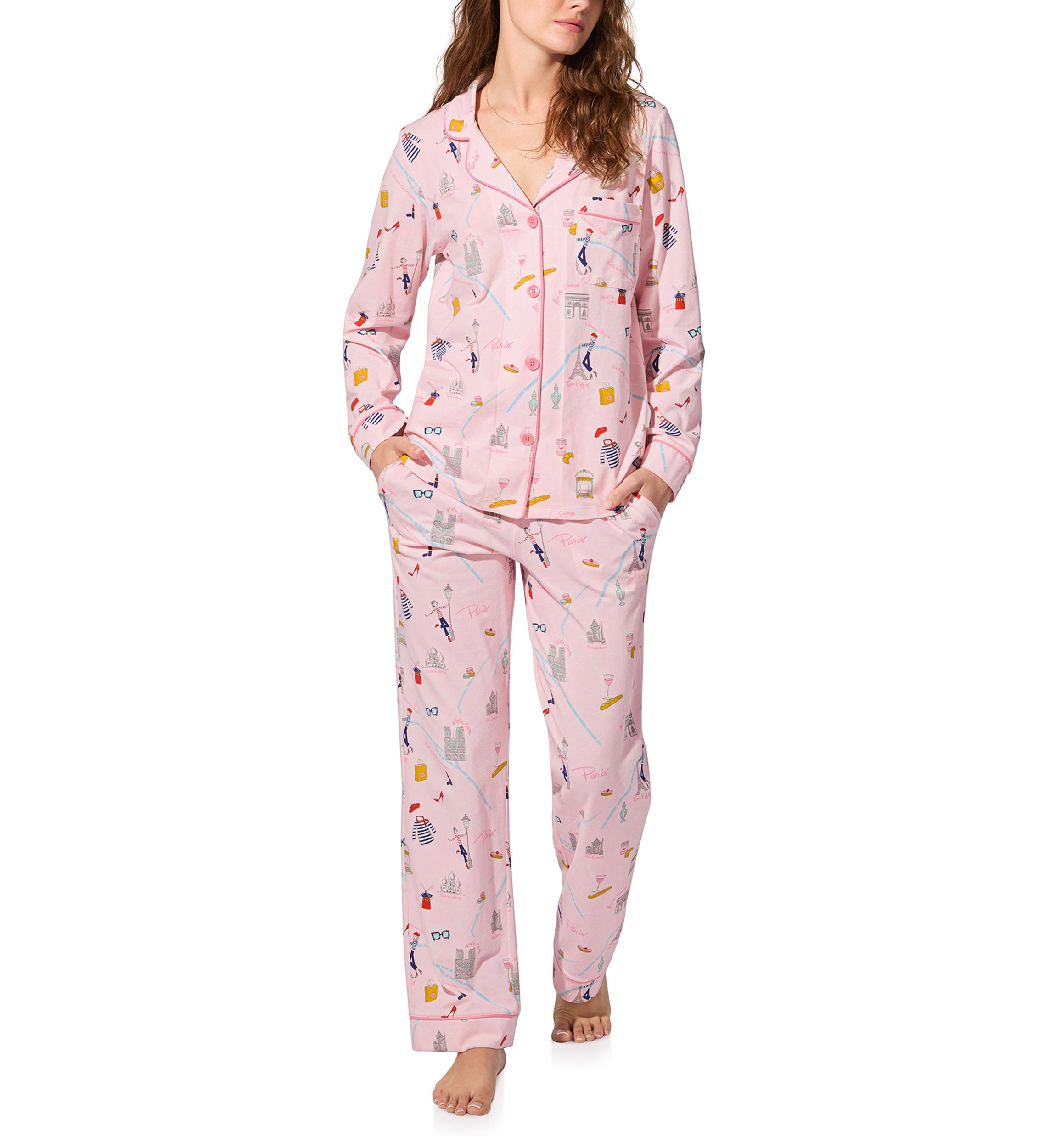 Cotton Knit Long Sleeve Long Pants Pajama Set