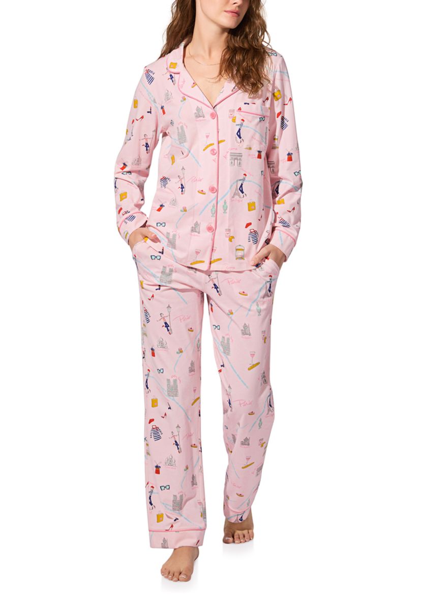 Cotton Knit Long Sleeve Long Pants Pajama Set