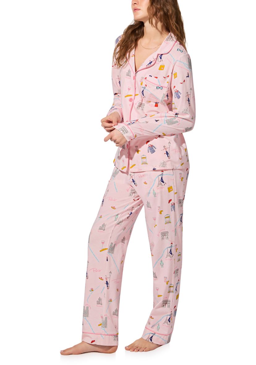 Cotton Knit Long Sleeve Long Pants Pajama Set