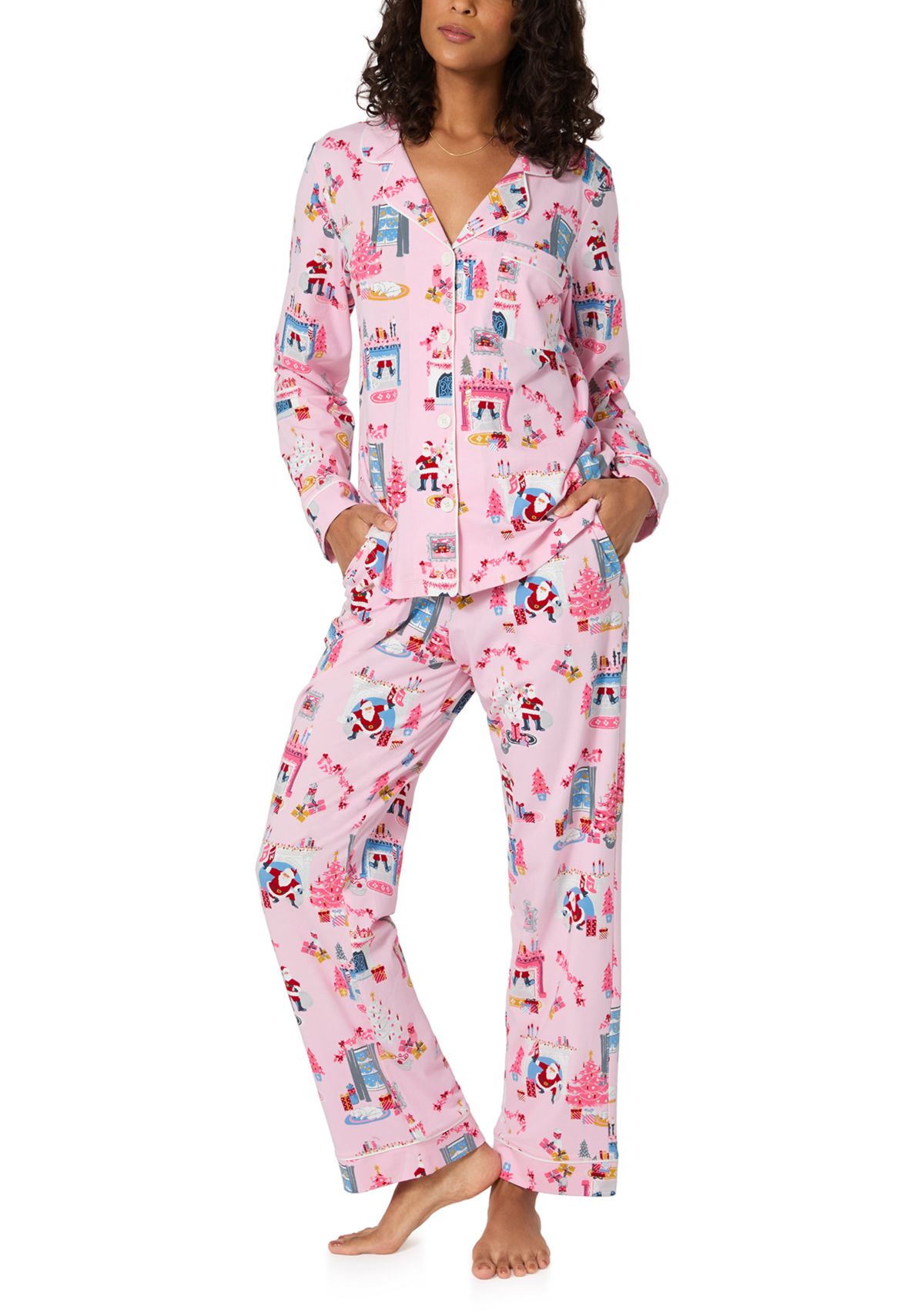 Cotton Knit Long Sleeve Long Pant Pajama Set