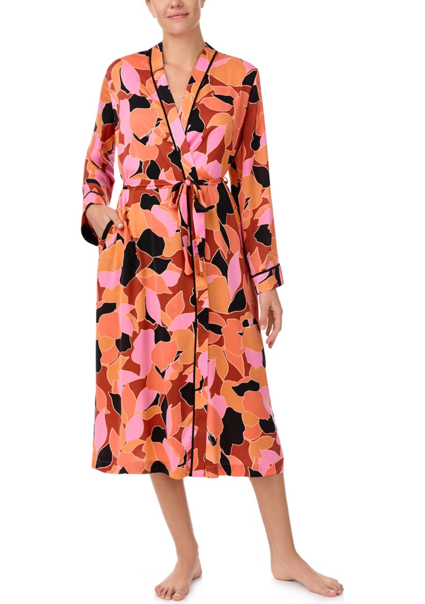 Womens Long Sleeve Printed V-Neck Dress