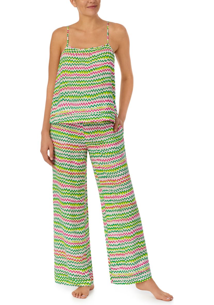 Printed Woven Cami Top and Pants Pajama Set