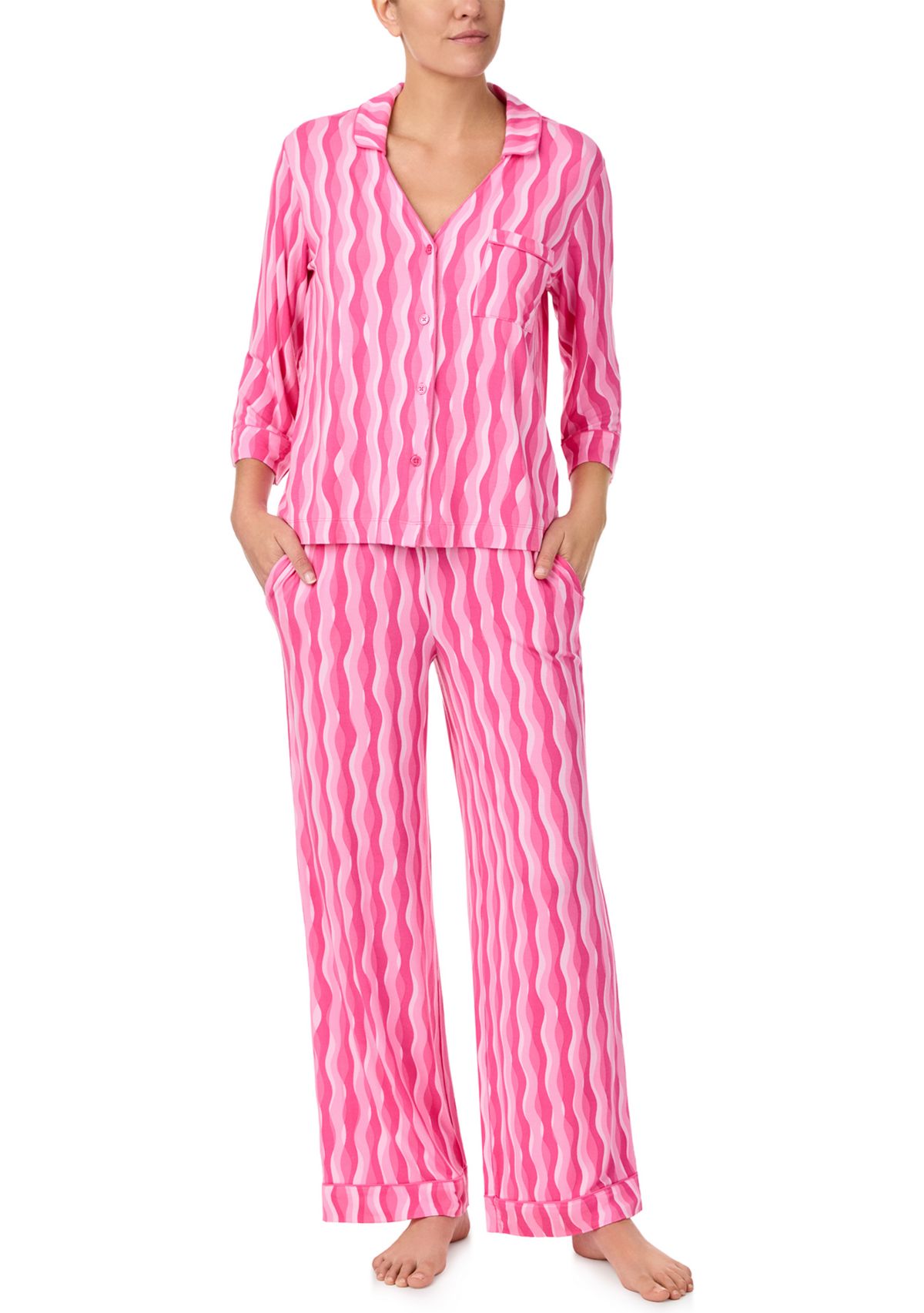 Printed Notched Pajama Set