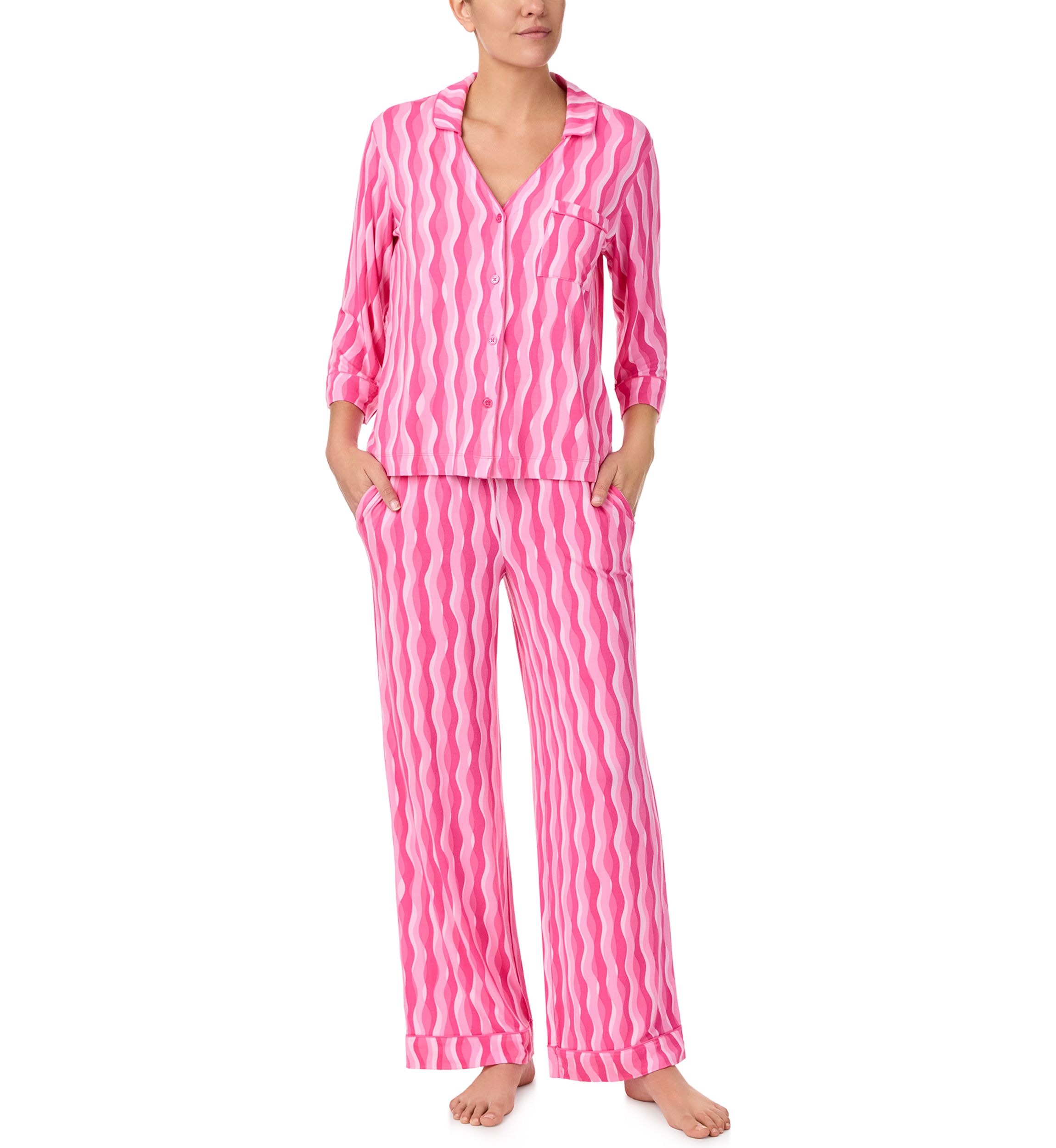 Printed Notched Pajama Set