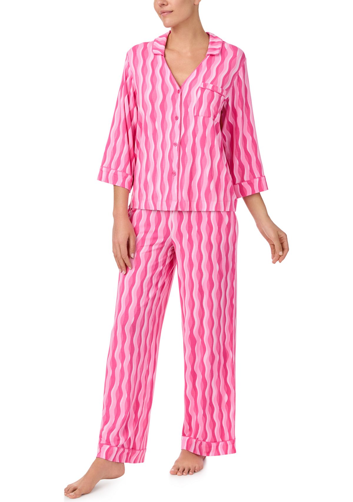 Printed Notched Pajama Set