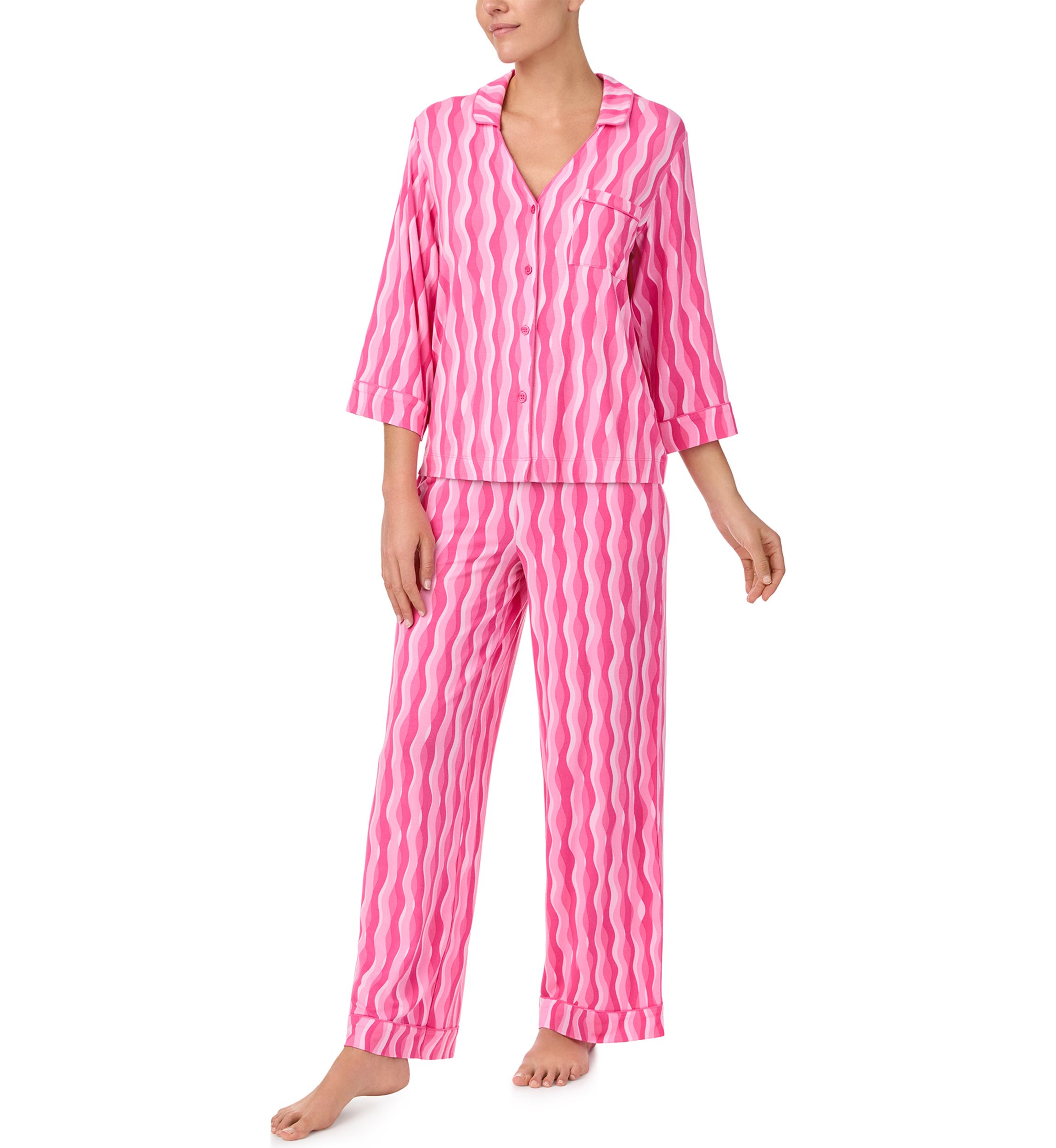 Printed Notched Pajama Set