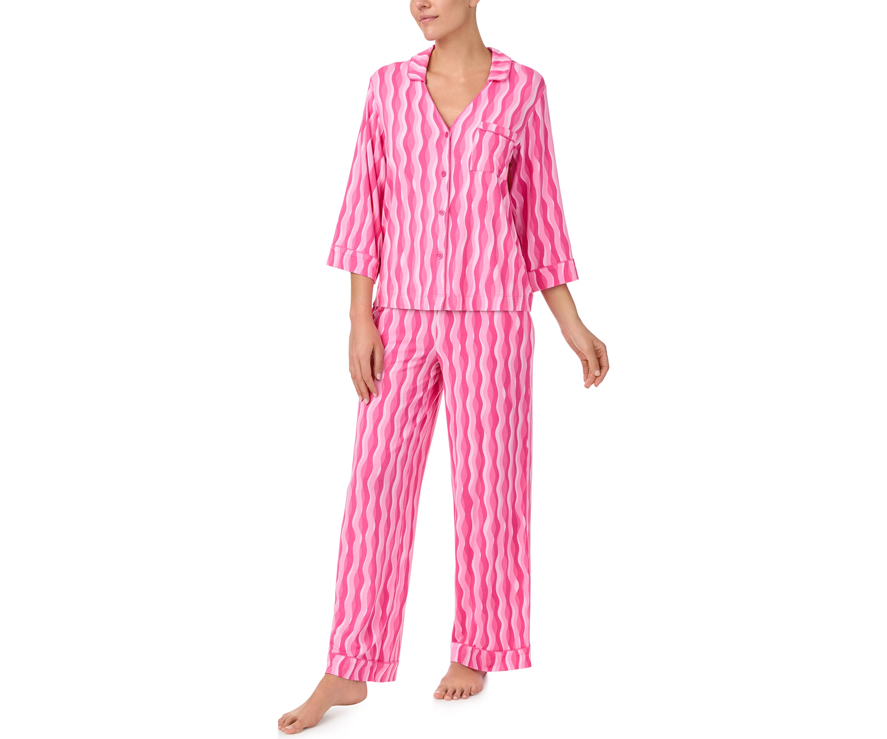 Printed Notched Pajama Set