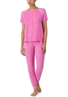 Printed Knit T-Shirt and Joggers Pajama Set