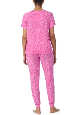 Printed Knit T-Shirt and Joggers Pajama Set