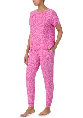 Printed Knit T-Shirt and Joggers Pajama Set