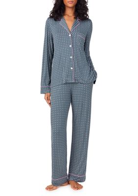 DKNY Women's Notched Collar Long Sleeve Pajama Set