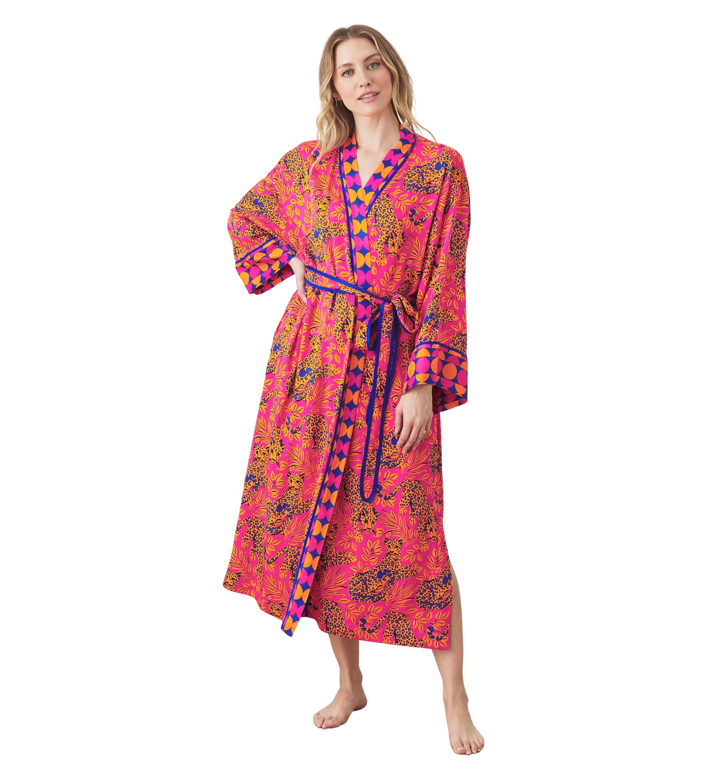 Long Sleeve Satin Robe - City Cats 