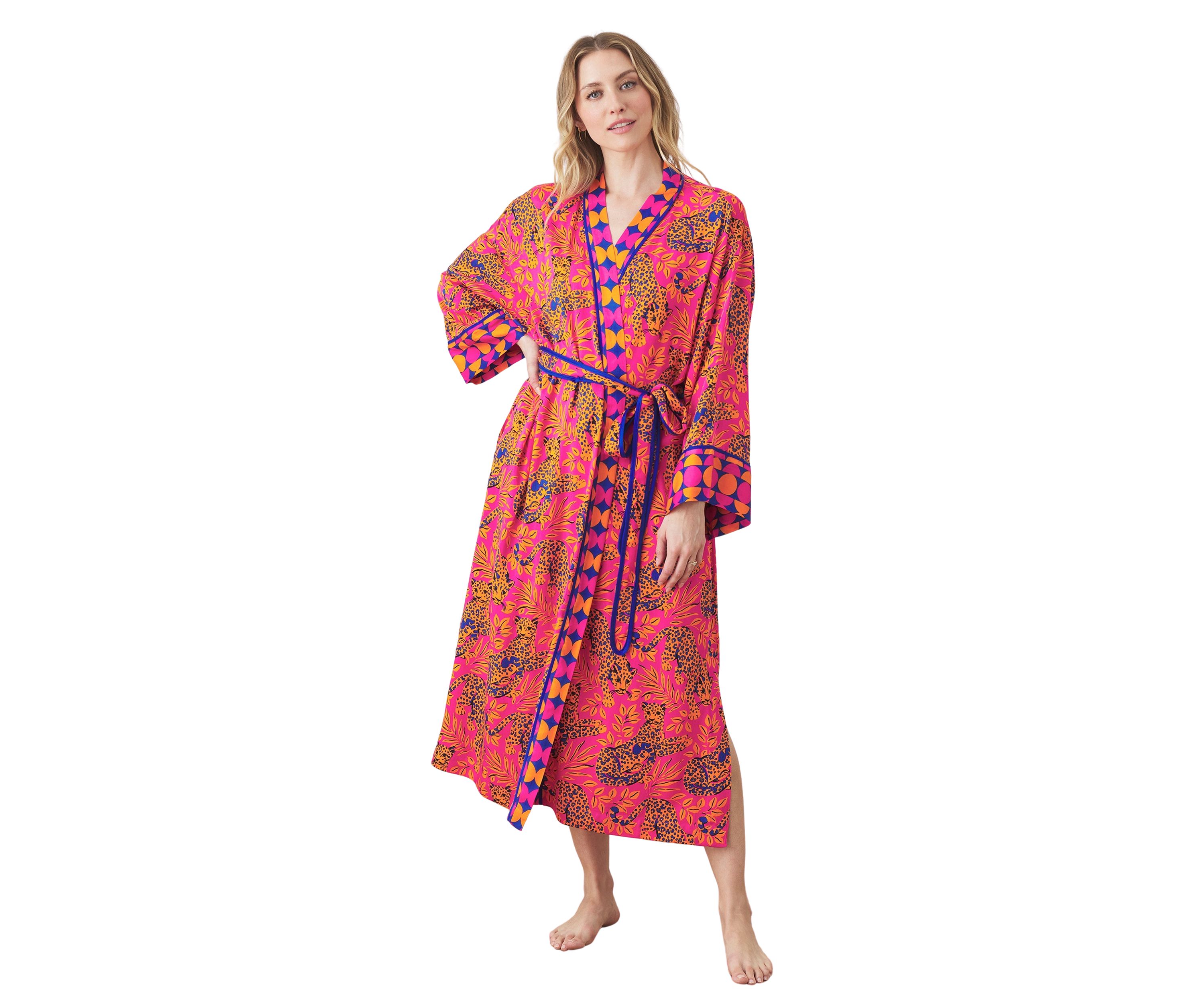 Long Sleeve Satin Robe - City Cats 