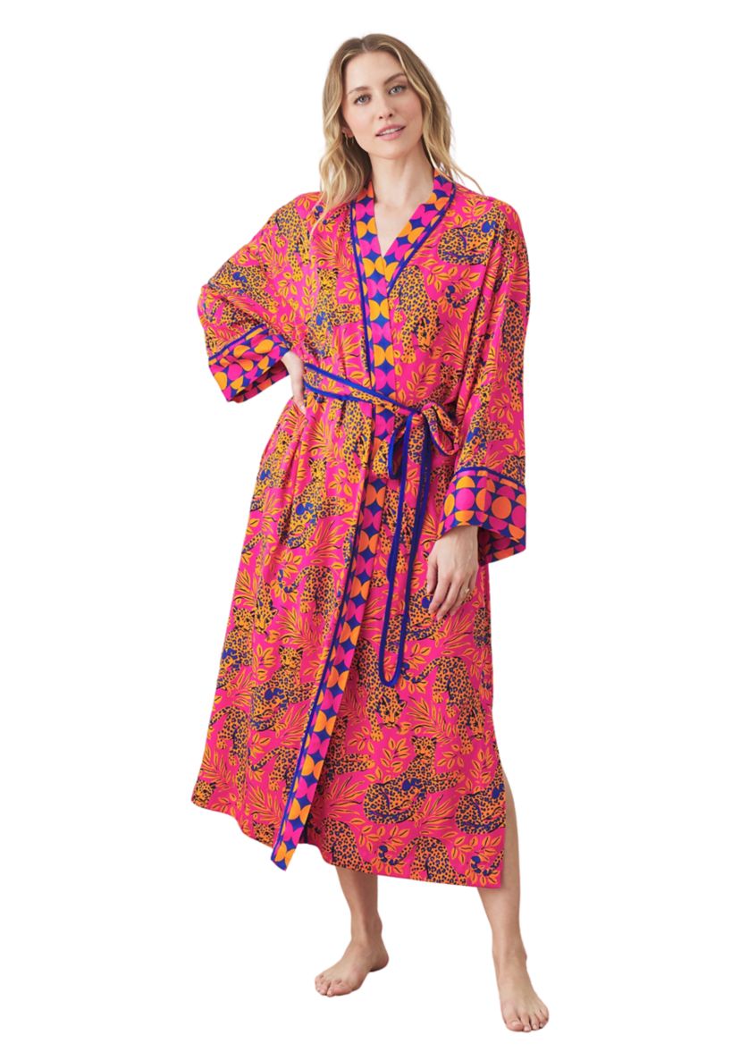 Long Sleeve Satin Robe - City Cats 
