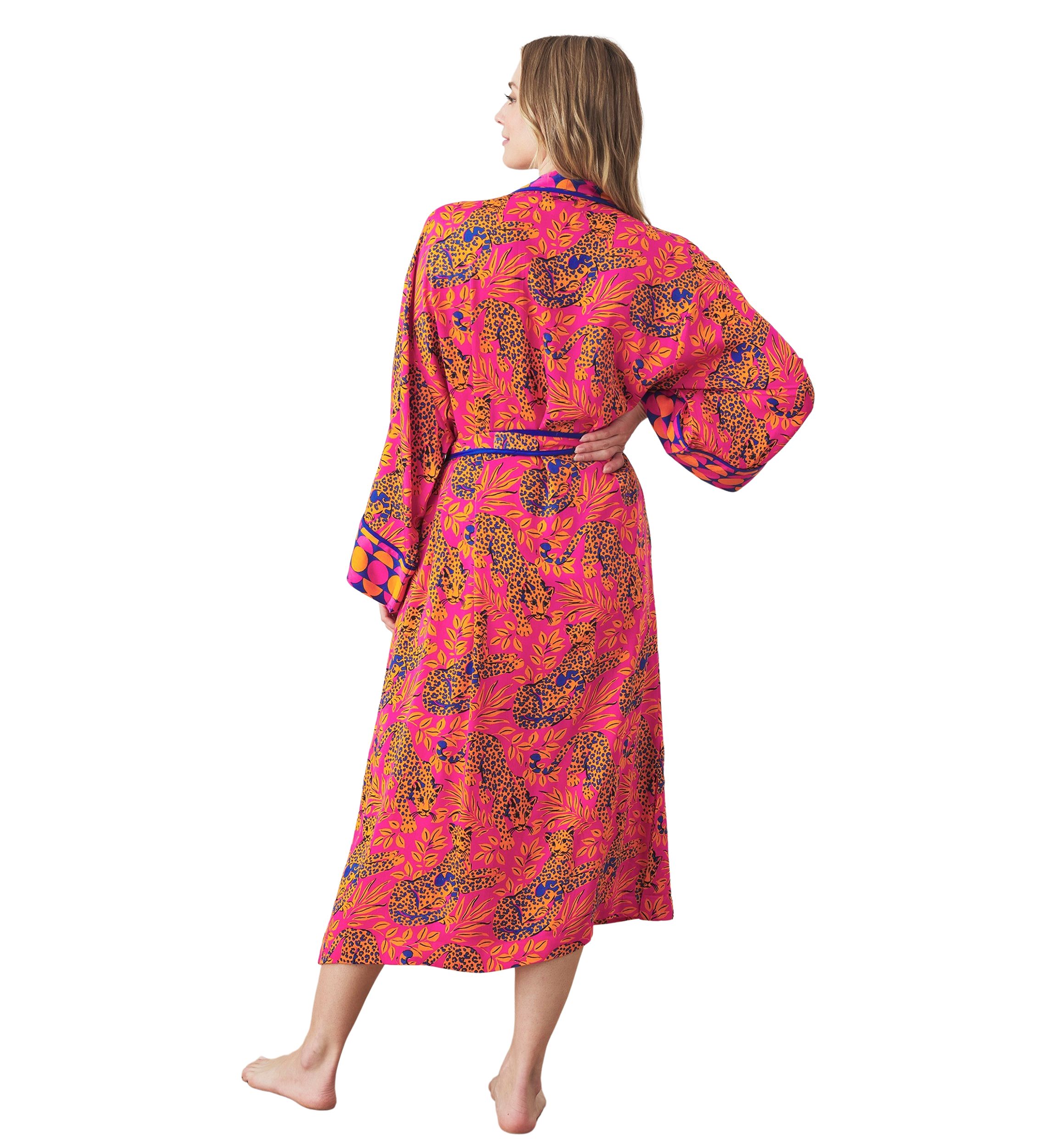 Long Sleeve Satin Robe - City Cats 