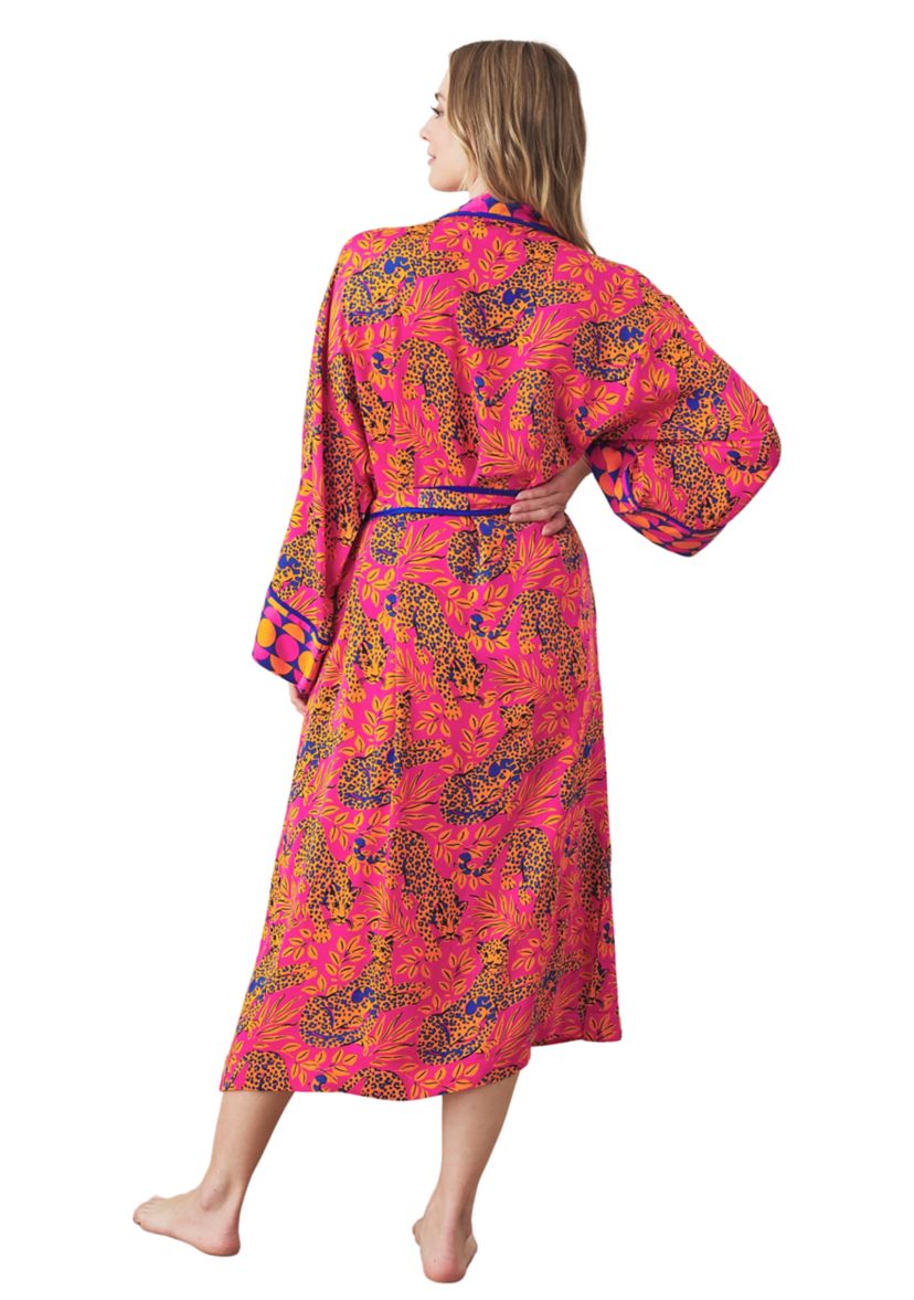 Long Sleeve Satin Robe - City Cats 