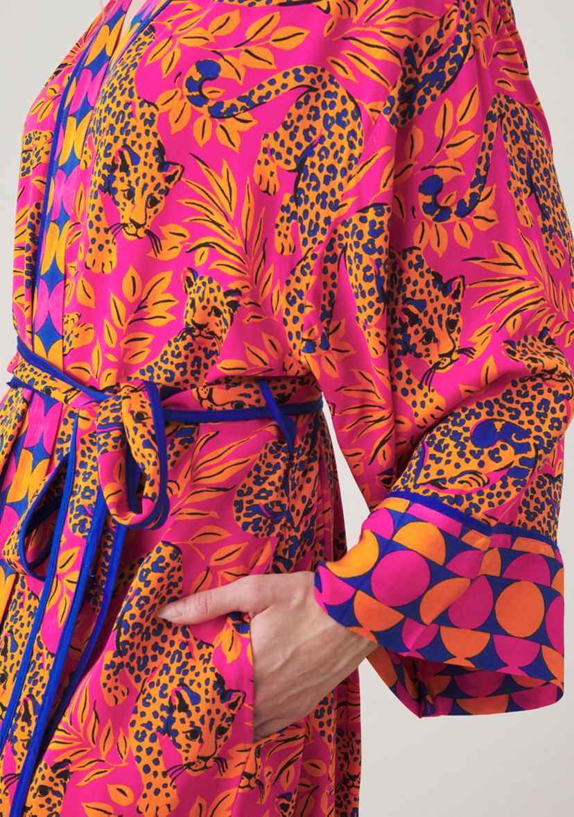 Long Sleeve Satin Robe - City Cats 
