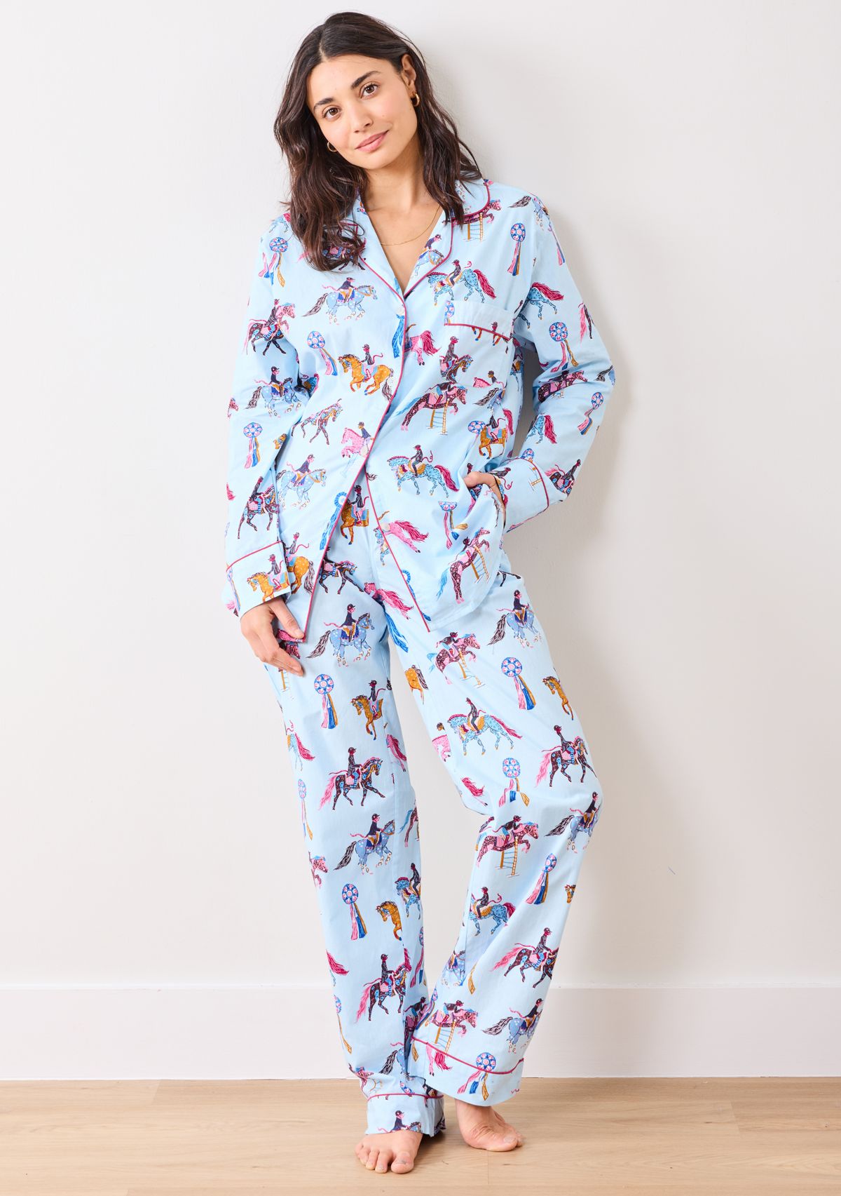 Womens Horse Show Long Pajama Set