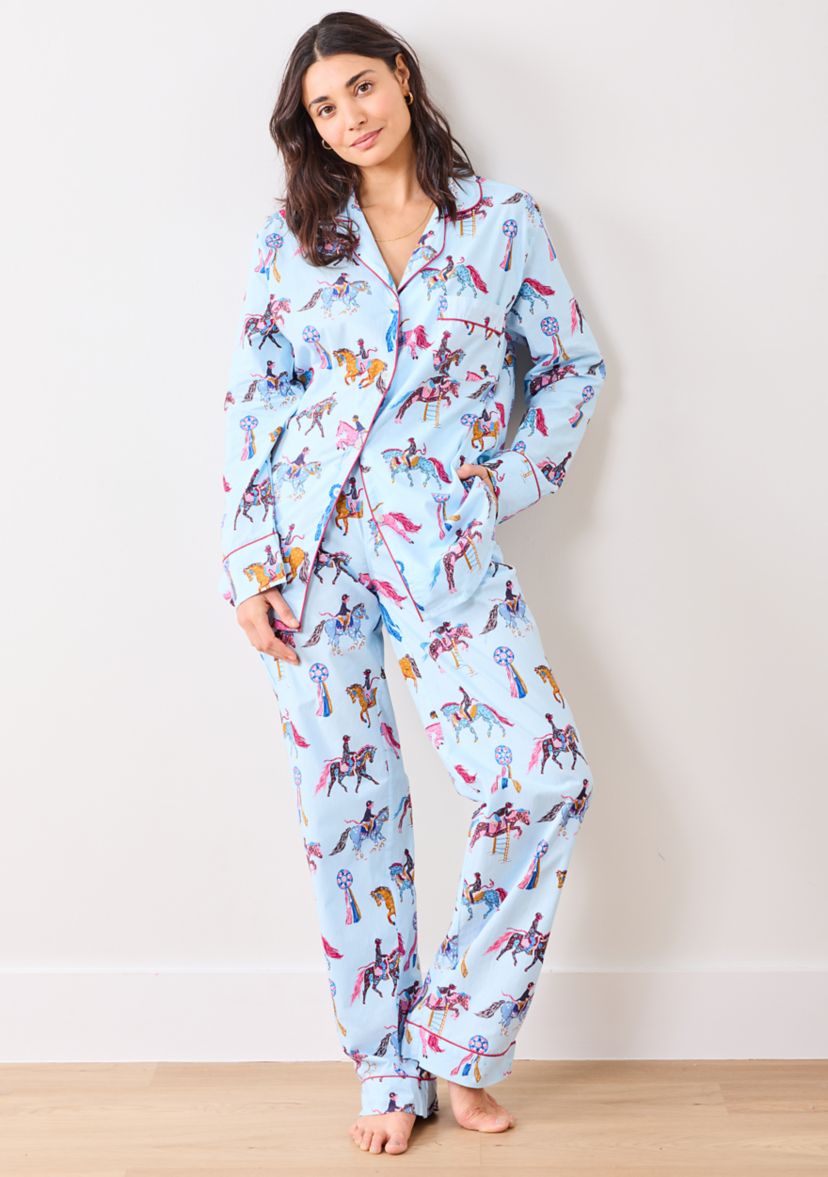 Womens Horse Show Long Pajama Set