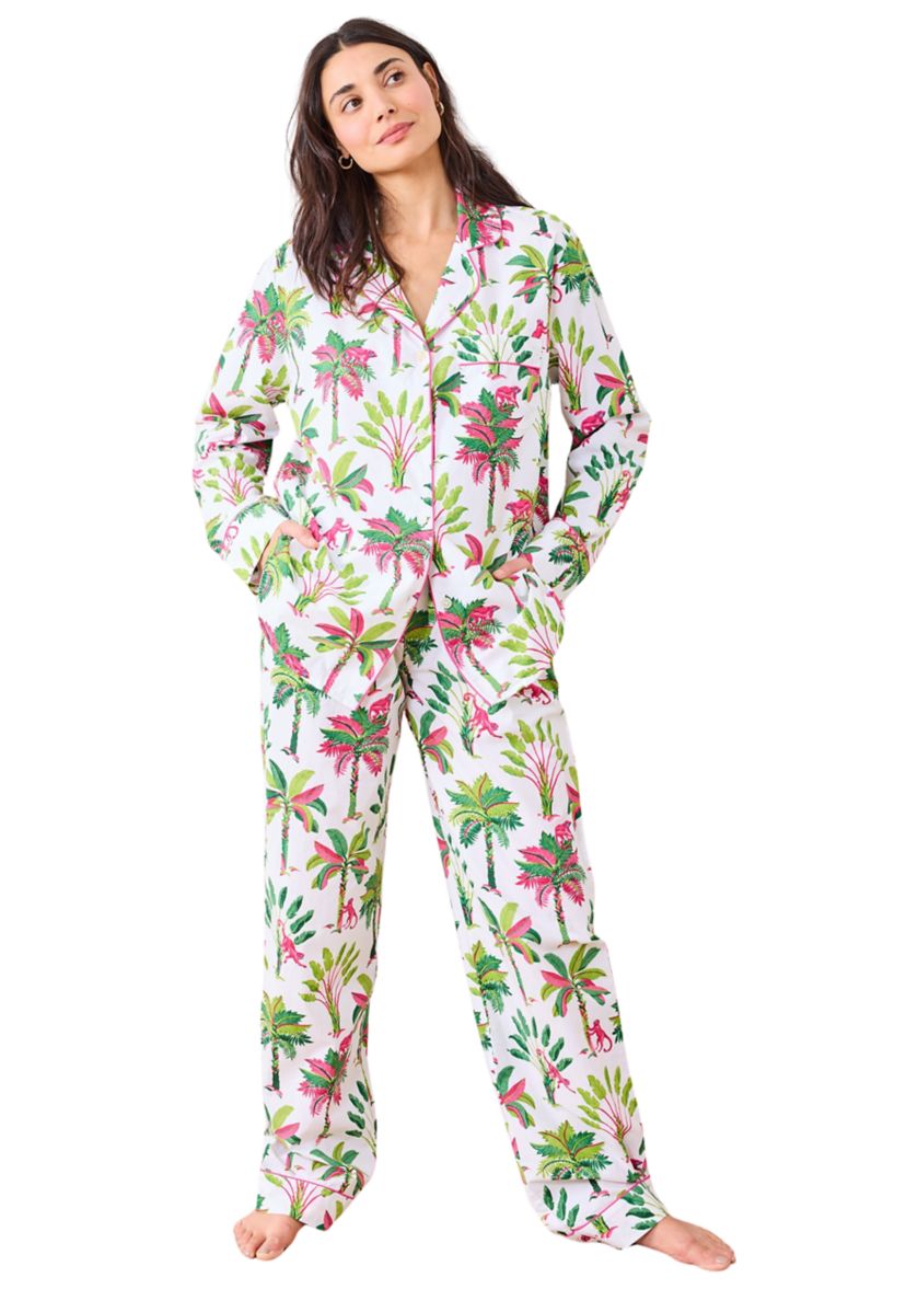 Royal Palm Printed Long Pajama Set
