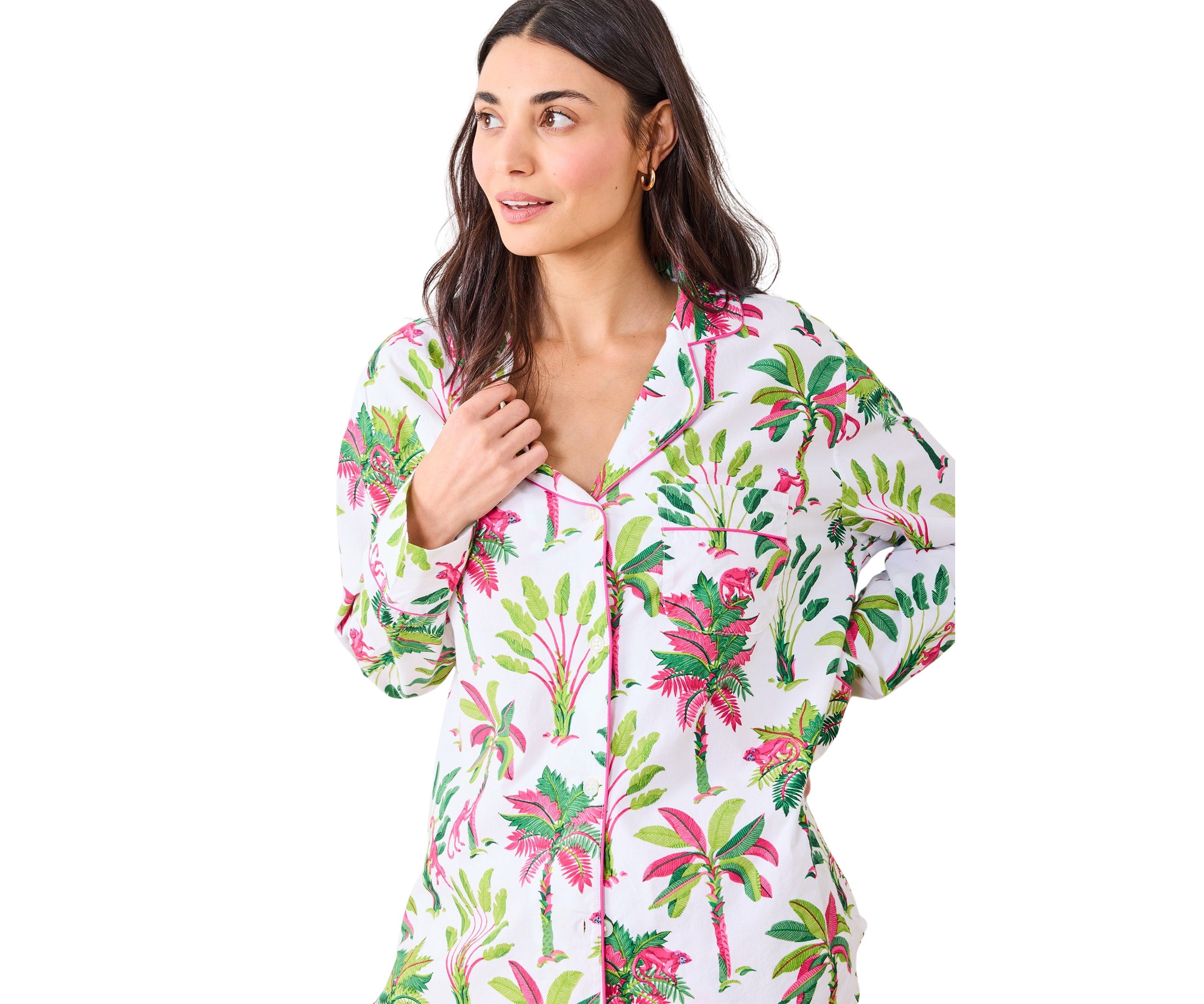 Royal Palm Printed Long Pajama Set