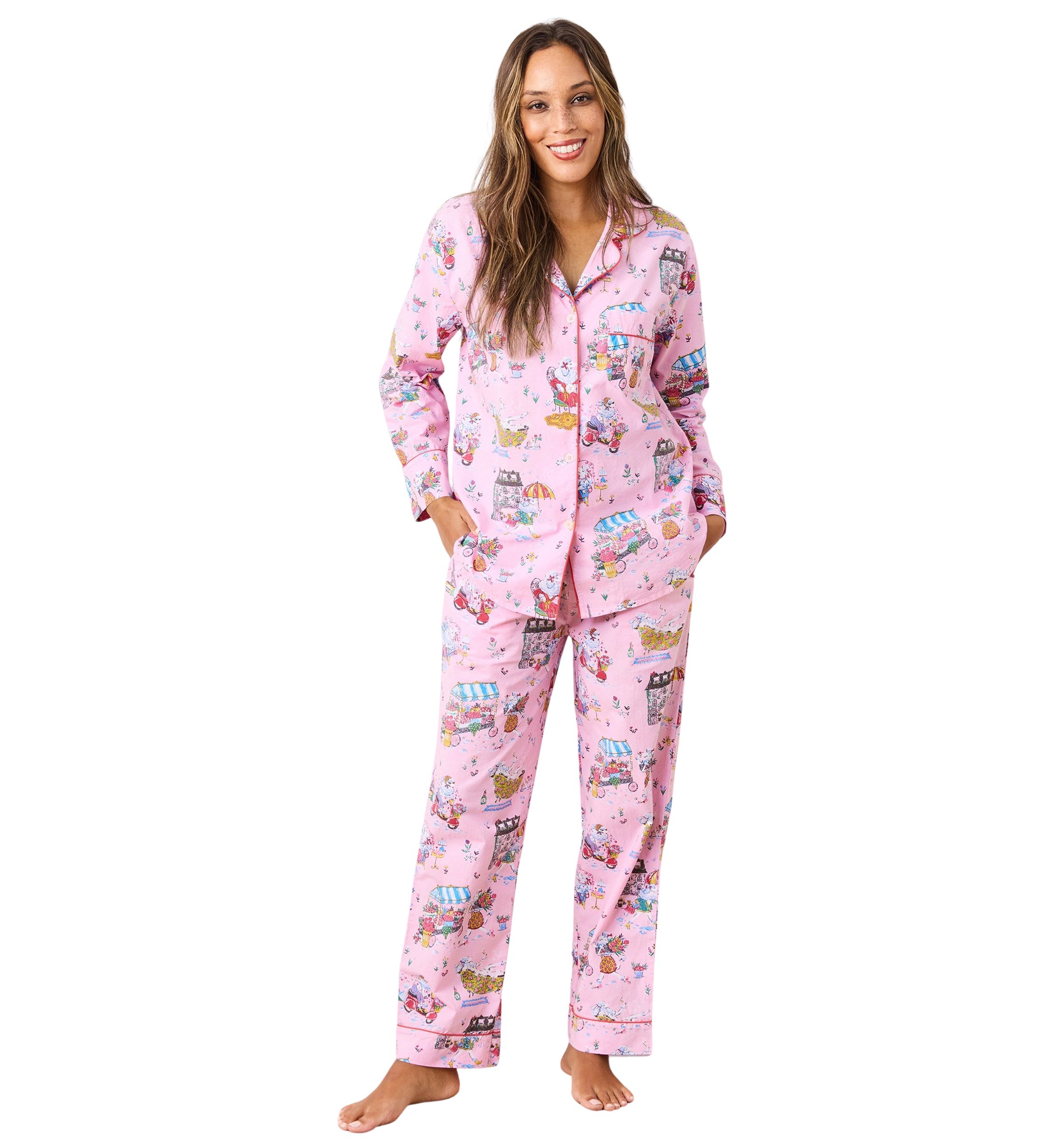 Persian Poodles Long Printed Pajama Set