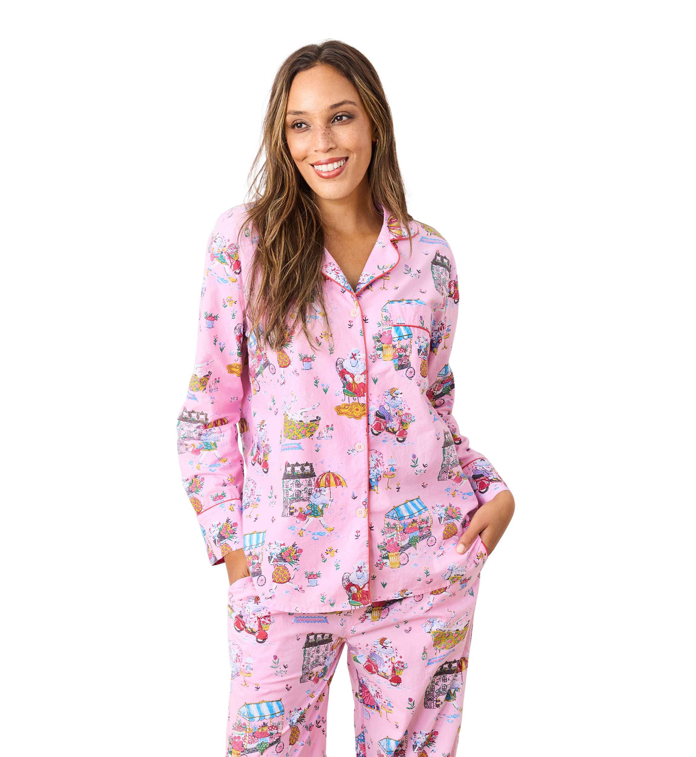 Persian Poodles Long Printed Pajama Set