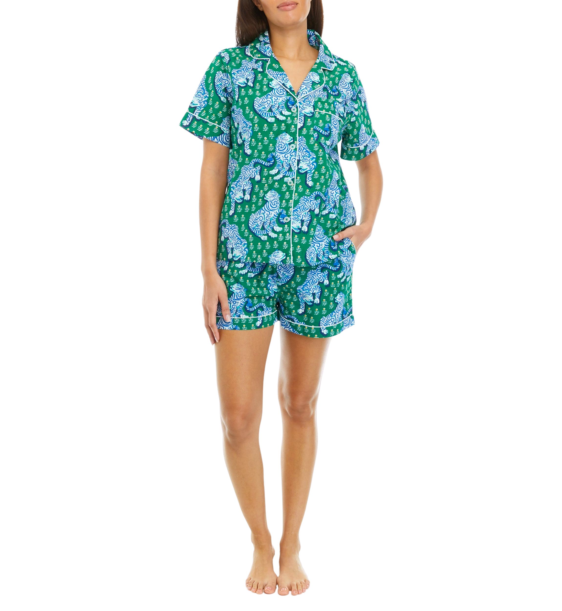 Womens Tiger Queen Jade Short Pajama Set