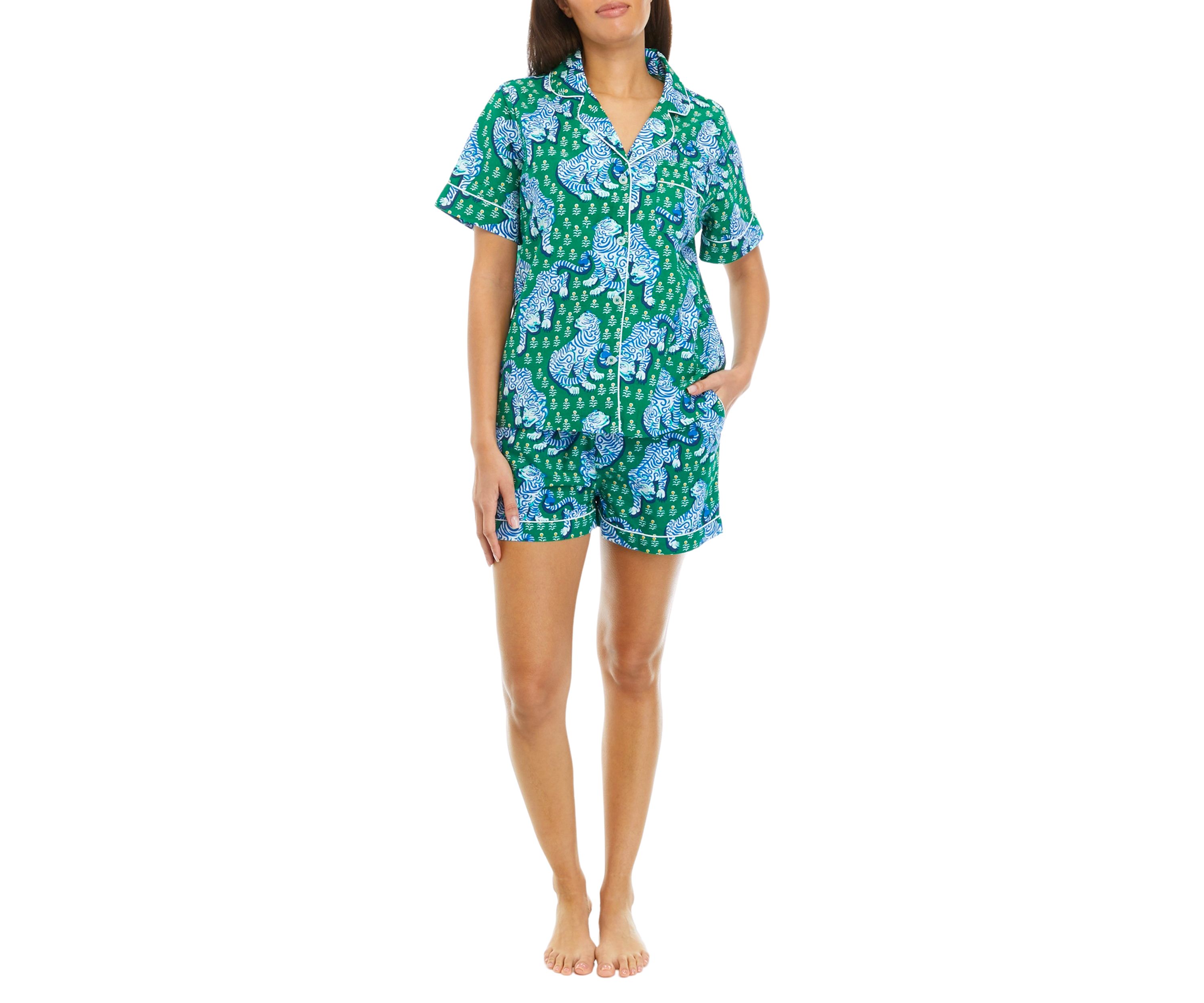 Womens Tiger Queen Jade Short Pajama Set