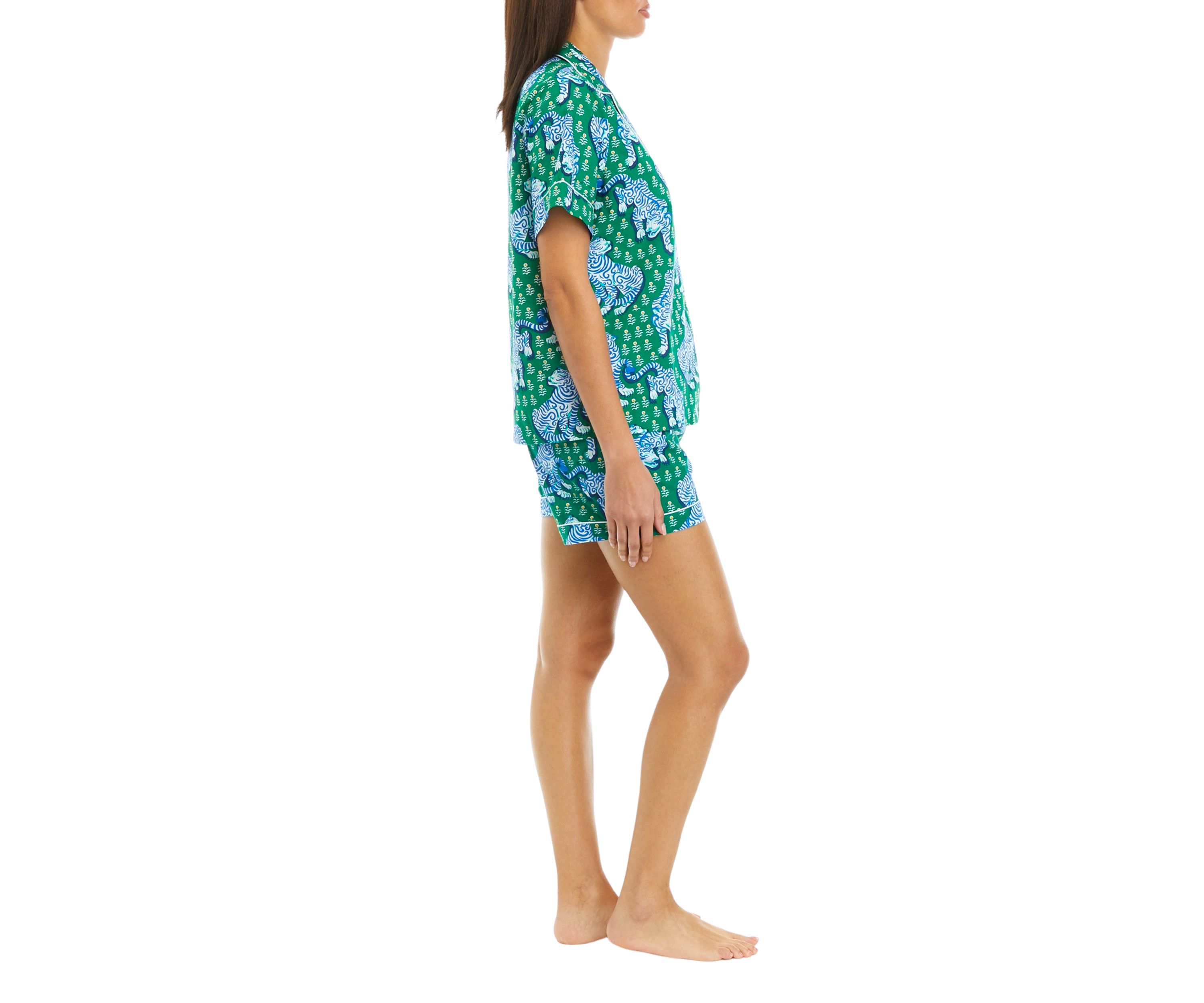 Womens Tiger Queen Jade Short Pajama Set