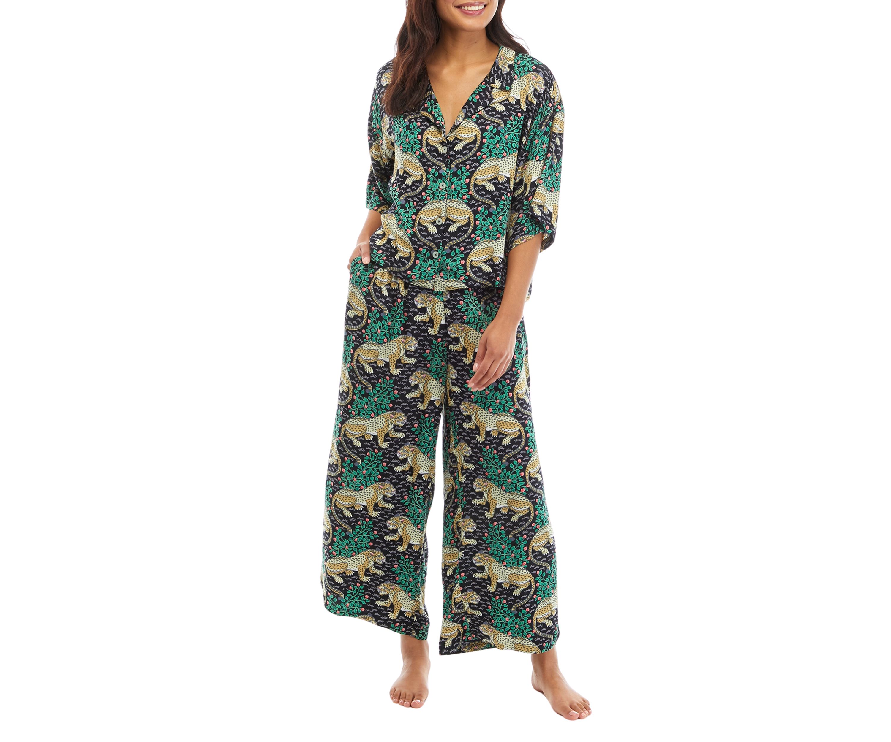 Womens Satin Bagheera Pajama Set