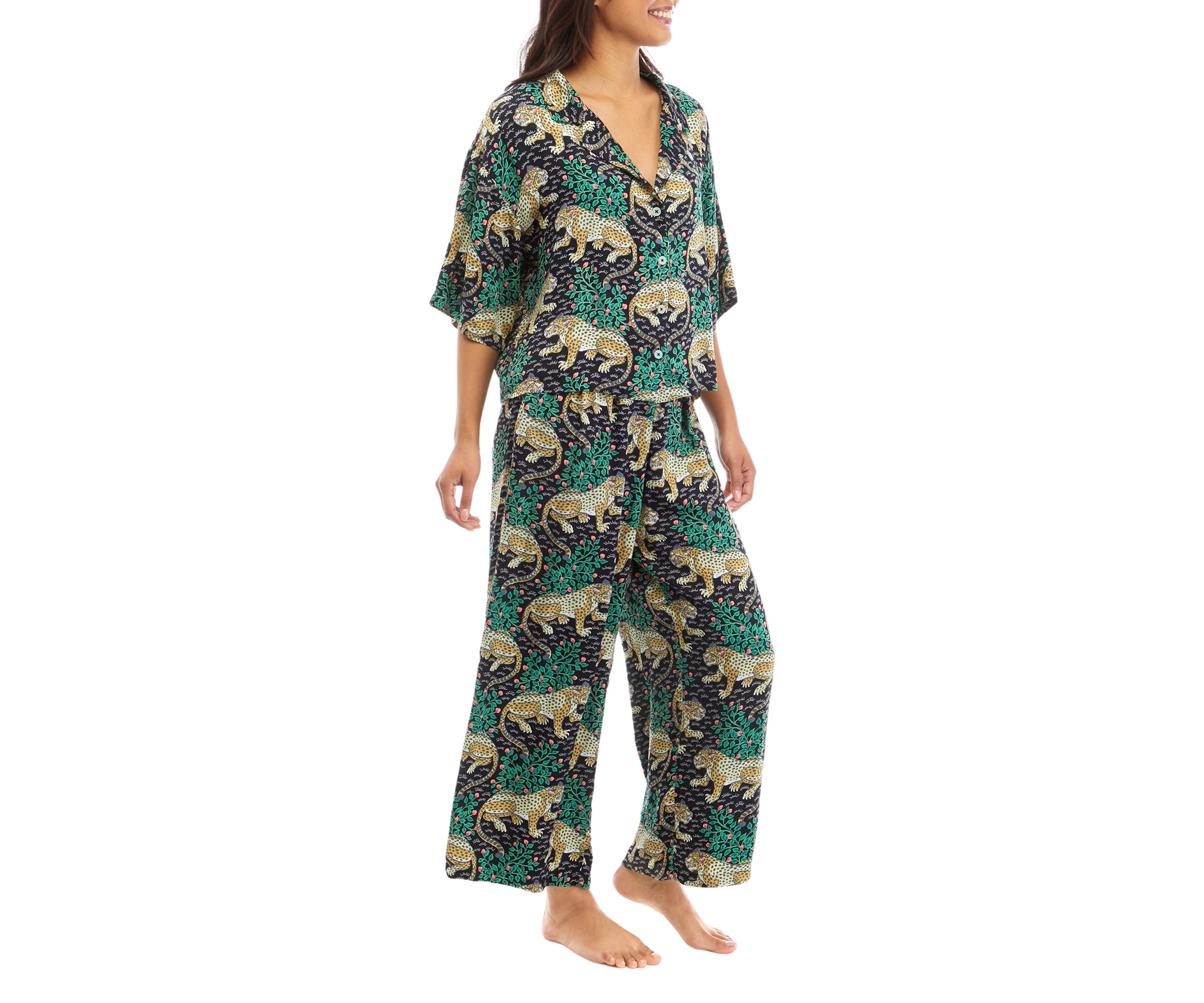 Womens Satin Bagheera Pajama Set