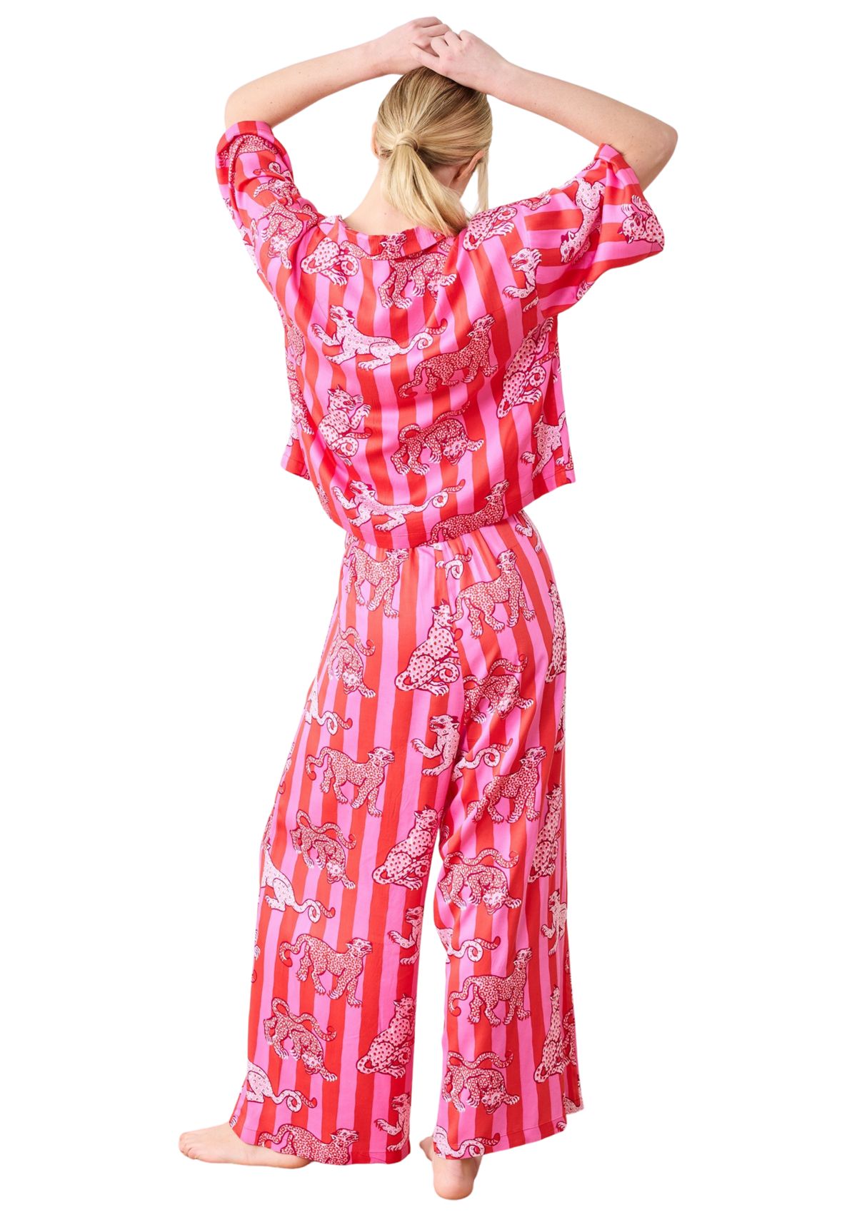 Womens Satin Leopard Stripes Wildest Dreams Pajama Set