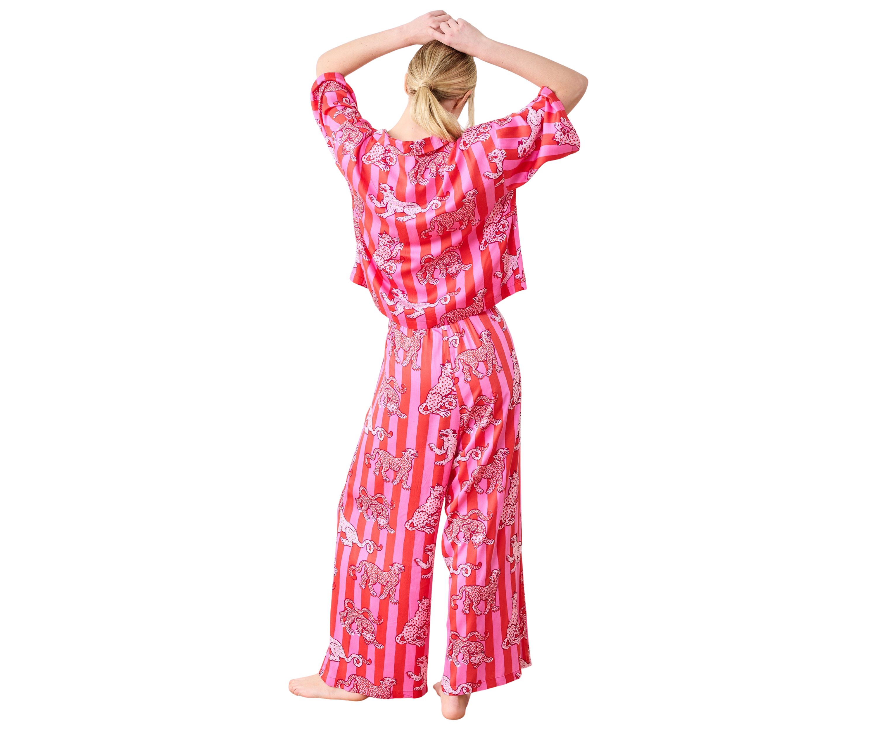 Womens Satin Leopard Stripes Wildest Dreams Pajama Set