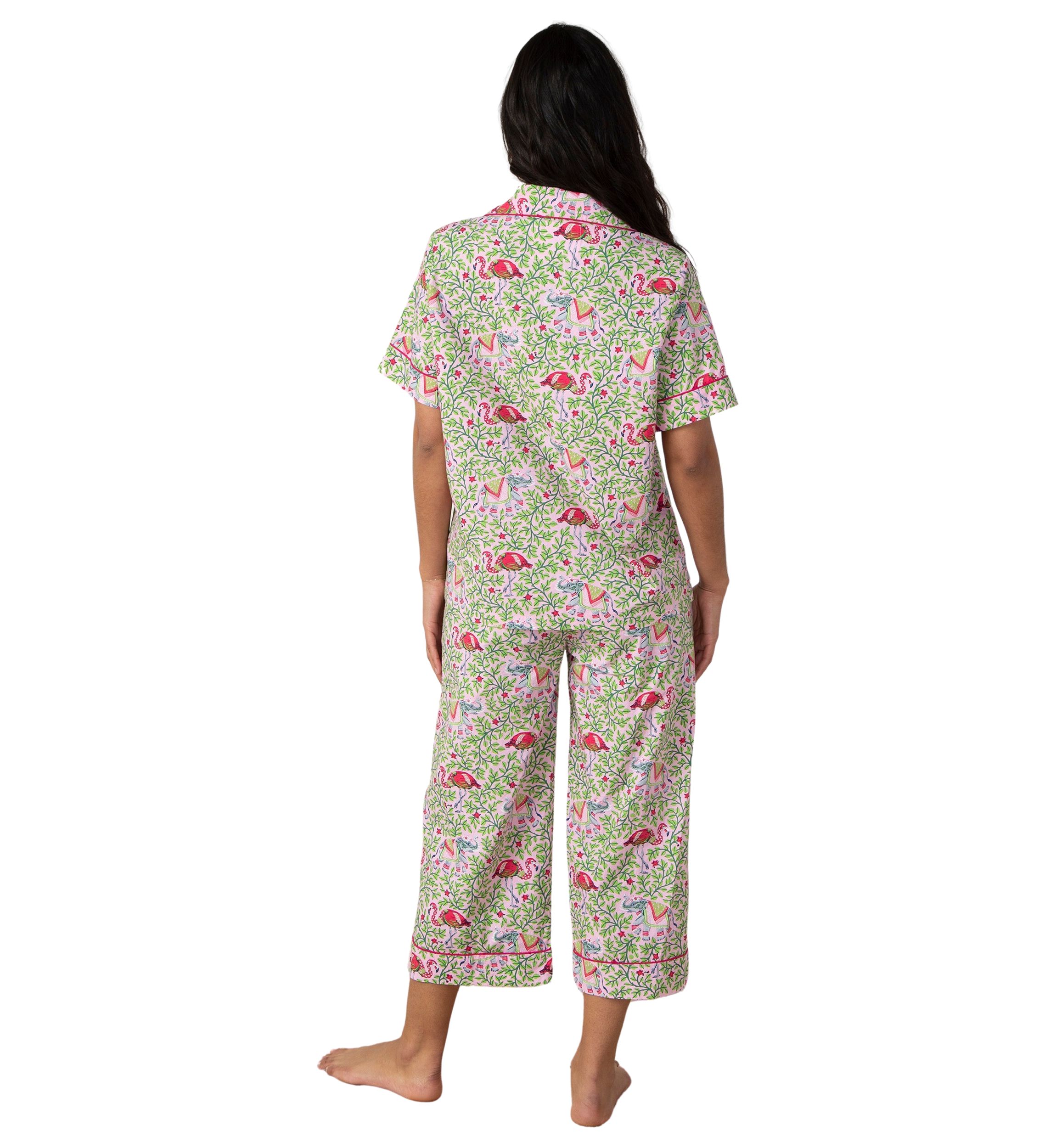 Plus Size Flamenco Printed Cropped Pajama Set