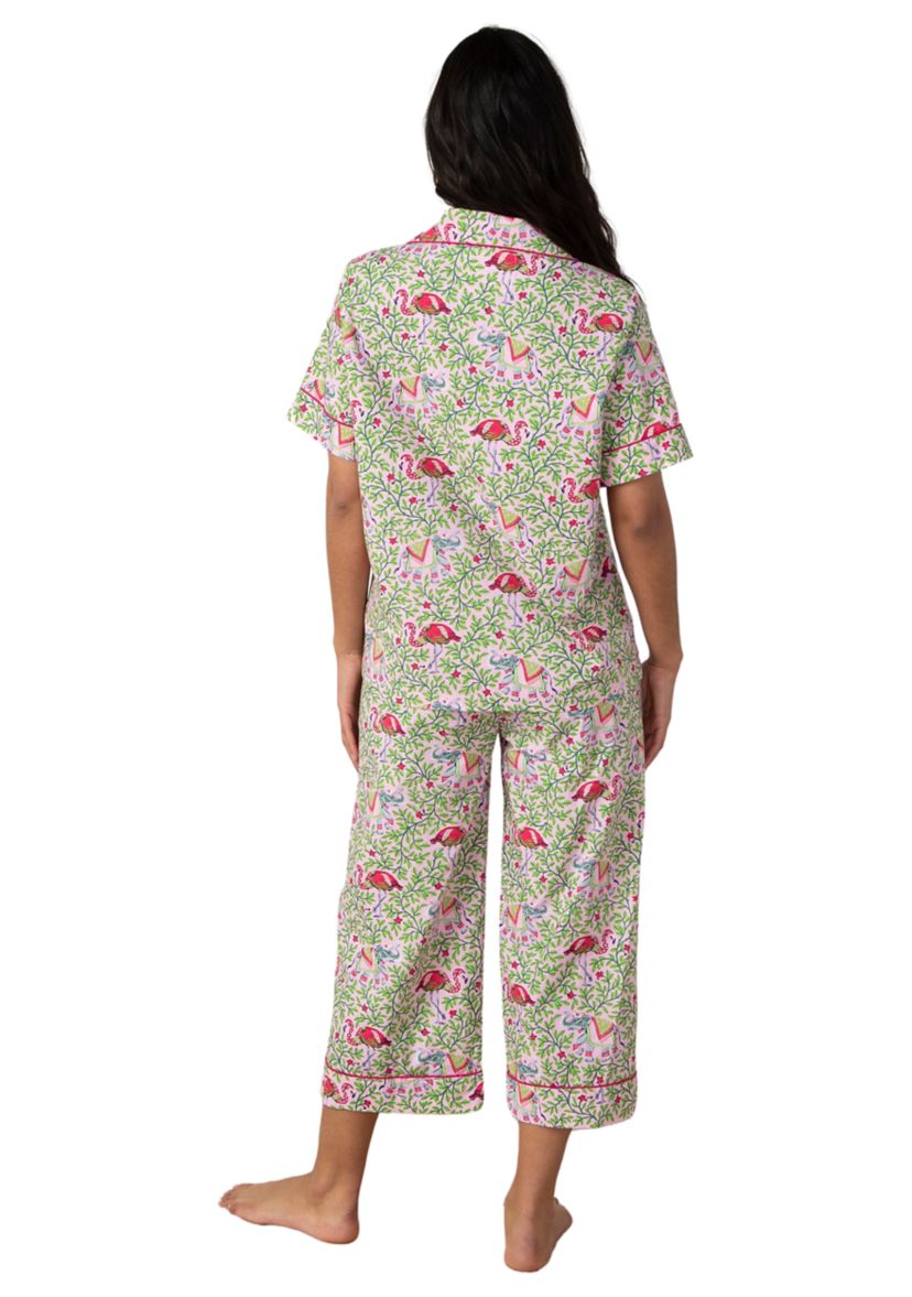 Plus Size Flamenco Printed Cropped Pajama Set