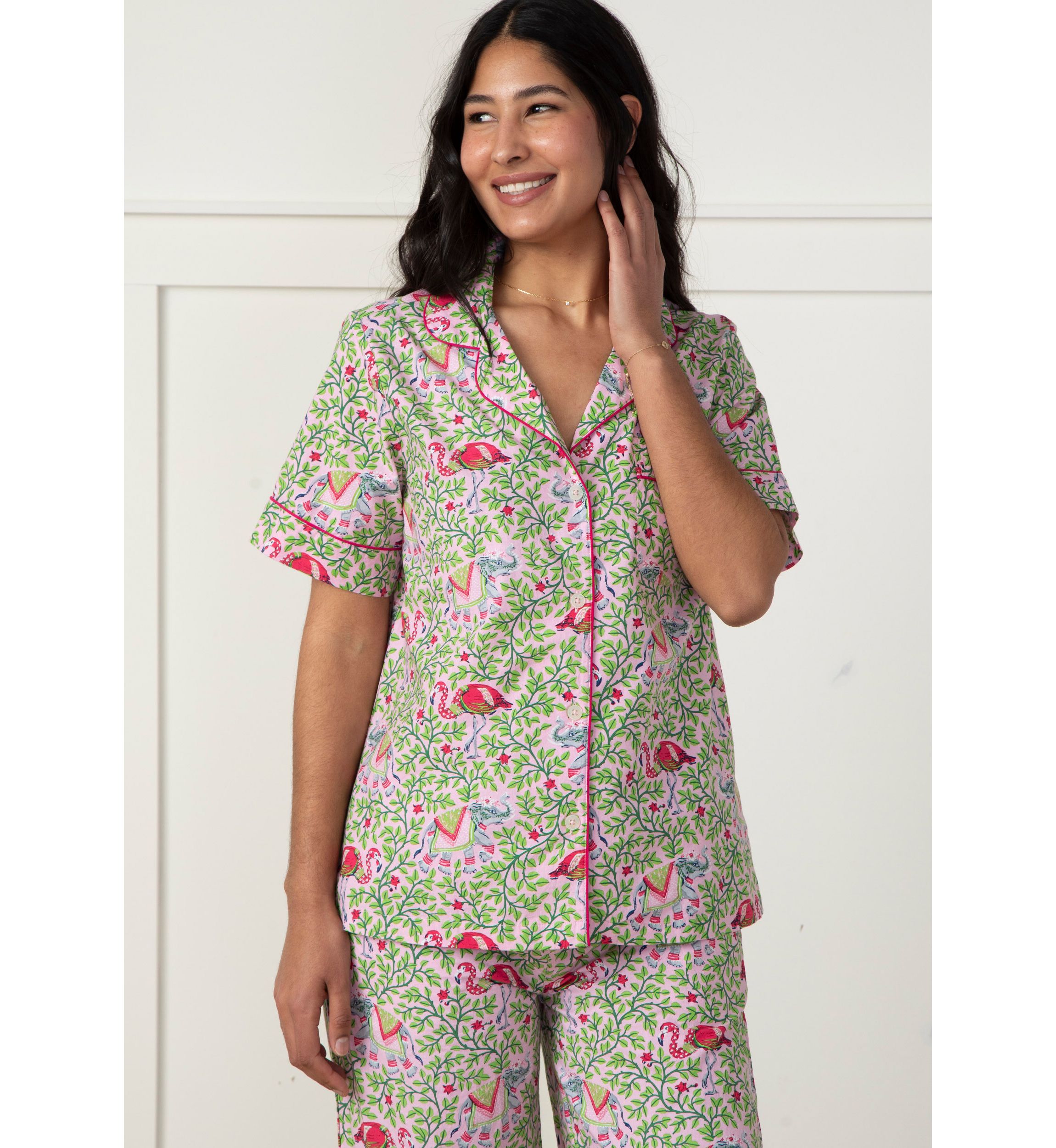 Plus Size Flamenco Printed Cropped Pajama Set