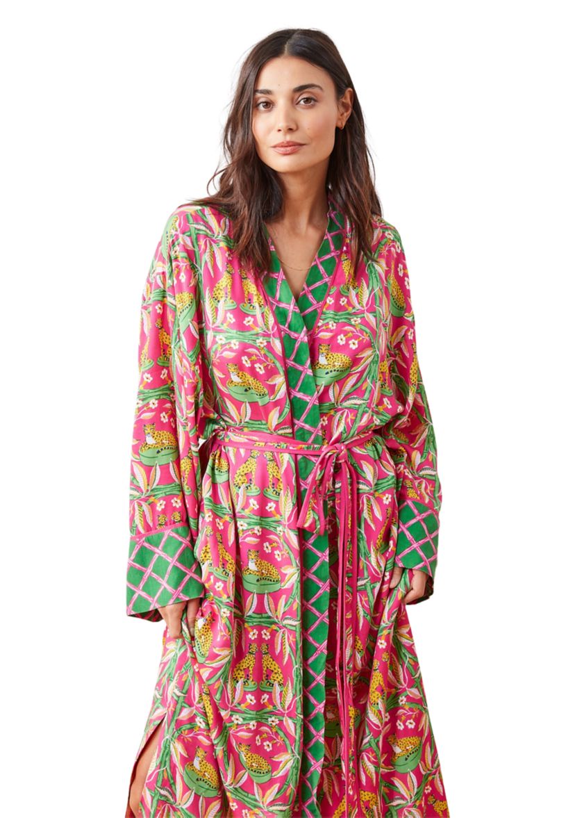 Royal Cheetah Printed Satin Robe