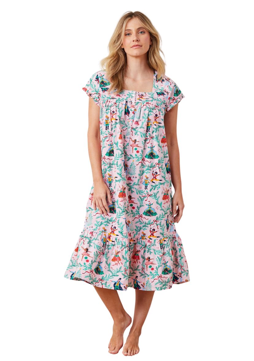 Short Sleeve Pintuck Midi Nutcracker Nightgown