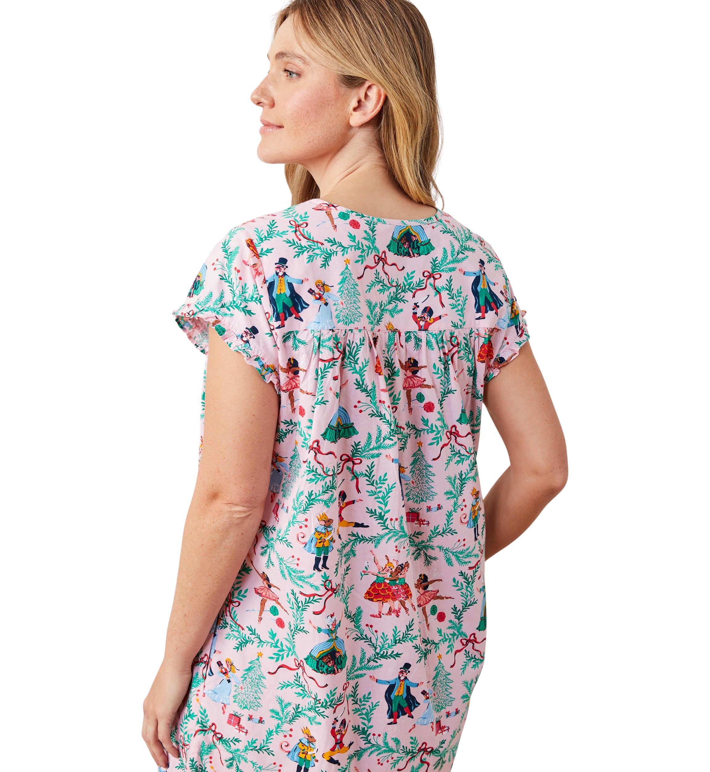 Short Sleeve Pintuck Midi Nutcracker Nightgown