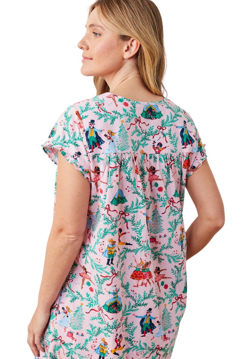 Short Sleeve Pintuck Midi Nutcracker Nightgown