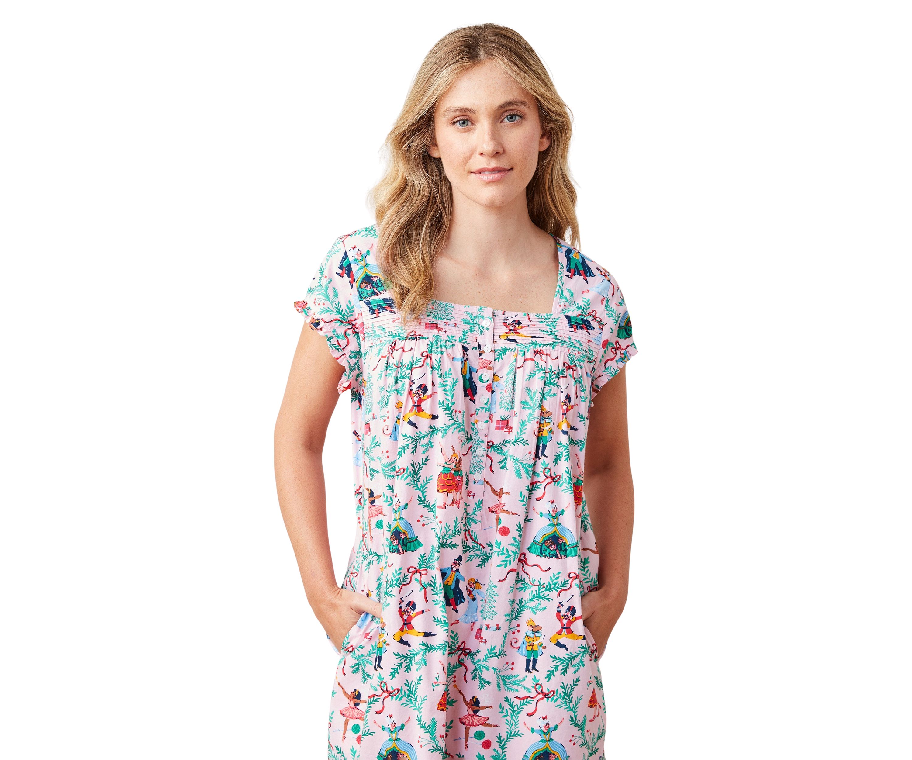 Short Sleeve Pintuck Midi Nutcracker Nightgown
