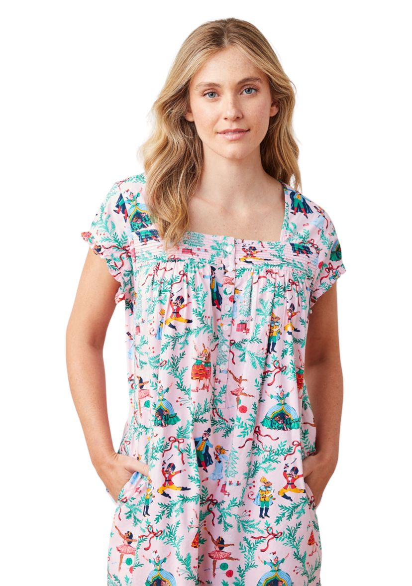 Short Sleeve Pintuck Midi Nutcracker Nightgown