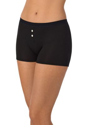On Gossamer Women's Cabana Cotton Ribbed Boxer Shorts, Black, Large