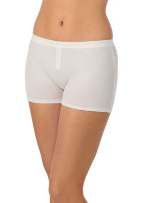 On Gossamer Women's Cabana Cotton Ribbed Boxer Shorts, White, Small